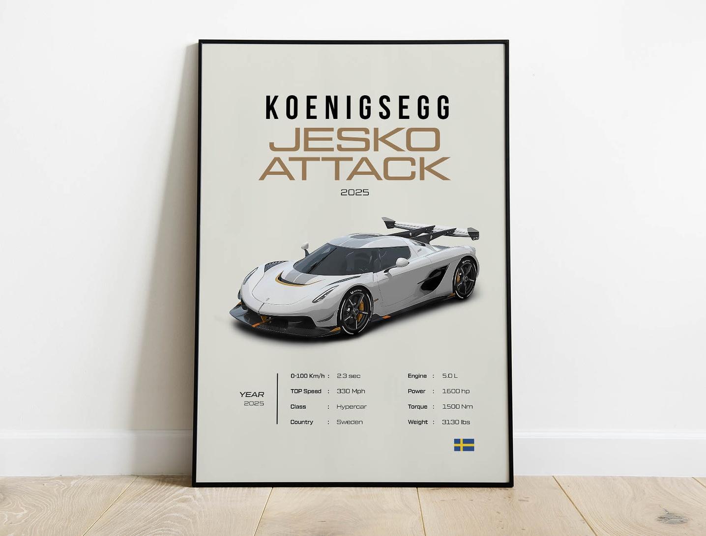 カーリン・ジェイコブス エキシビジョンポスター 2025 Koenigsegg Jesko Attack - Sport Car Poster | Architeg Prints